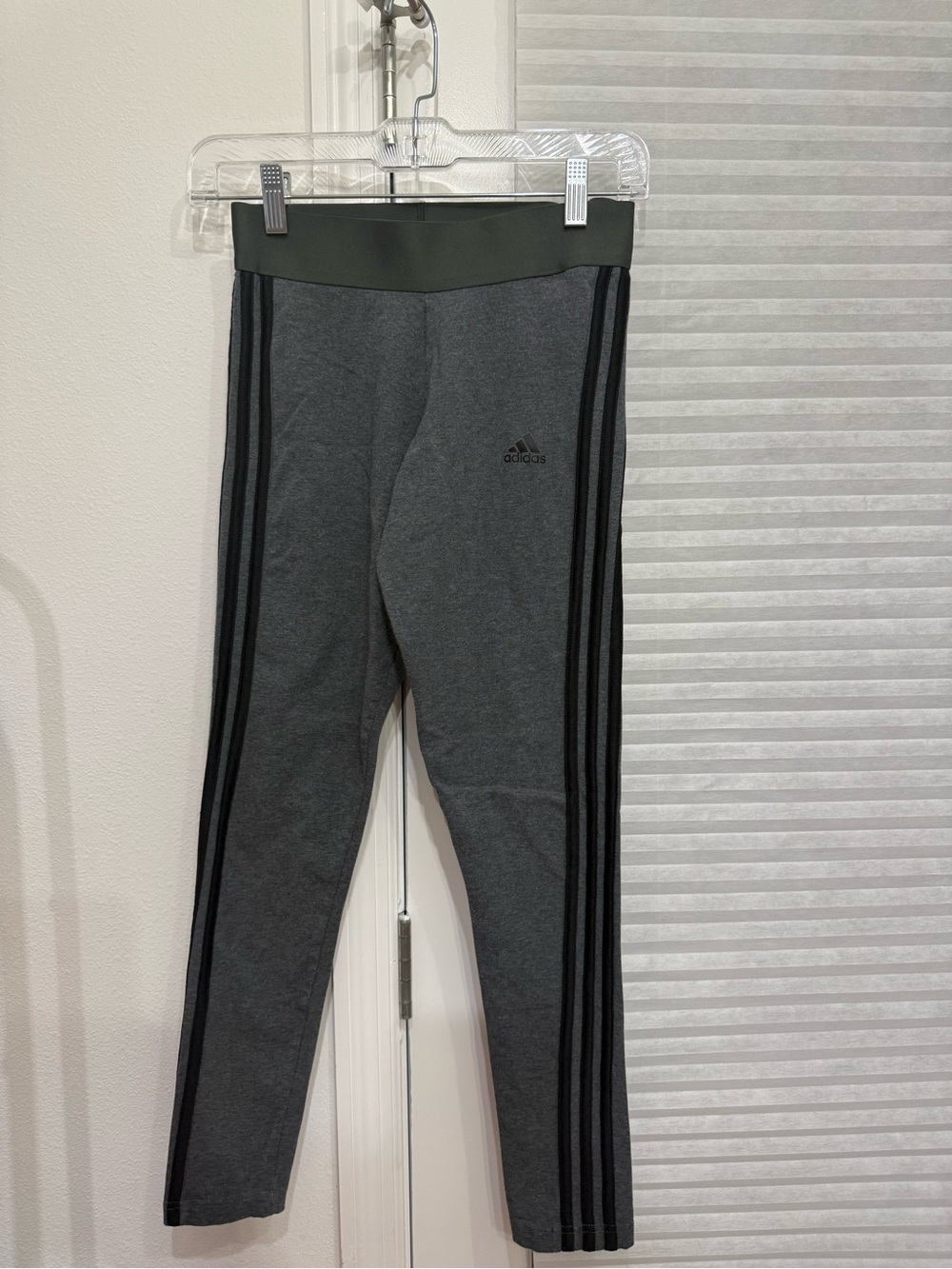 adidas Dark Gray Leggings with Black Stripes
